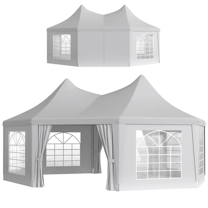 Octagonal Marquee Gazebo in White (6.8 x 5m) - Little and Giant Explorers Outsunny