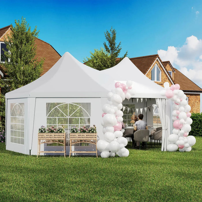 Octagonal Marquee Gazebo in White (6.8 x 5m) - Little and Giant Explorers Outsunny