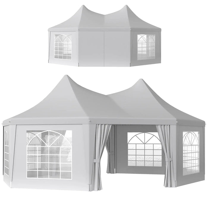 Octagonal Marquee Gazebo in White (6.8 x 5m) - Little and Giant Explorers Outsunny