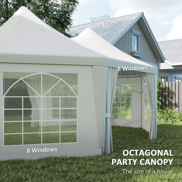 Octagonal Marquee Gazebo in White (6.8 x 5m) - Little and Giant Explorers Outsunny