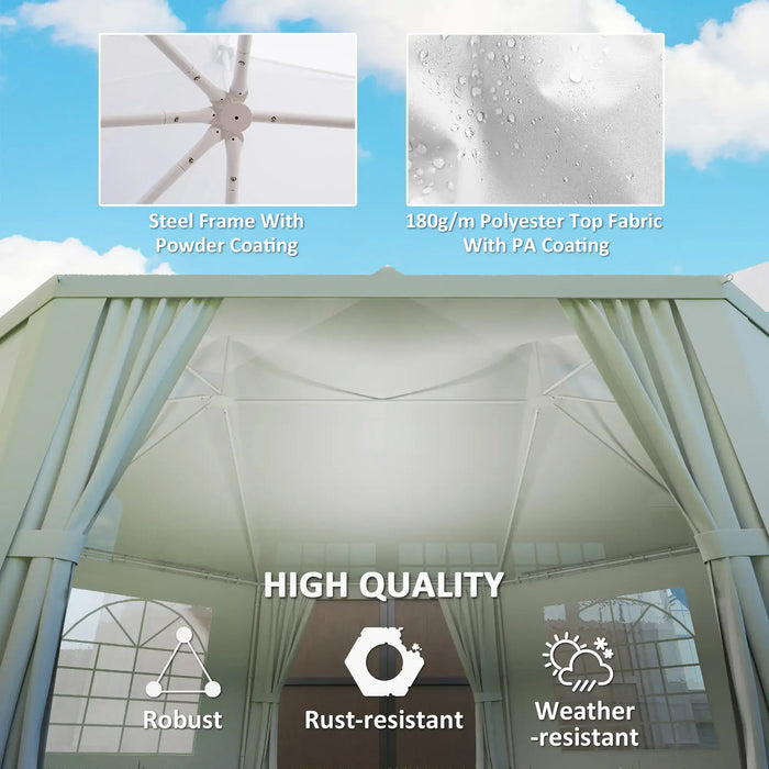 Octagonal Marquee Gazebo in White (6.8 x 5m) - Little and Giant Explorers Outsunny