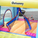 Outsunny inflatable bouncy castle entrance with mesh netting and bright colors by a pool