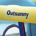 Outsunny logo on yellow inflatable bouncy castle with mesh and colorful details