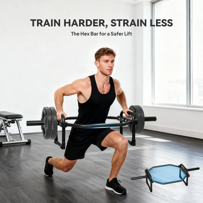 Olympic Trap Bar – Hex Deadlift Bar with Raised Handles | 300kg Capacity SPORTNOW - Little and Giant Explorers