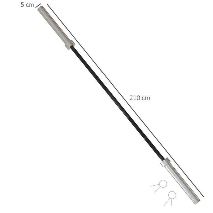 210cm Olympic Barbell Bar for 5cm Weight Plates with Spring Clips 20kg - Little and Giant Explorers SPORTNOW