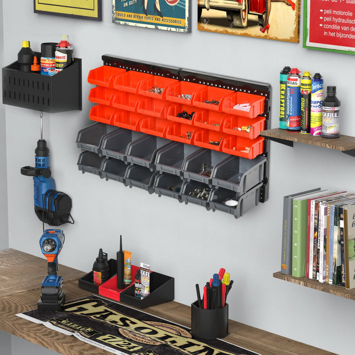 On-Wall Organiser | 30 Storage Cubbies with Removable Pegboard System - Little and Giant Explorers DURHAND