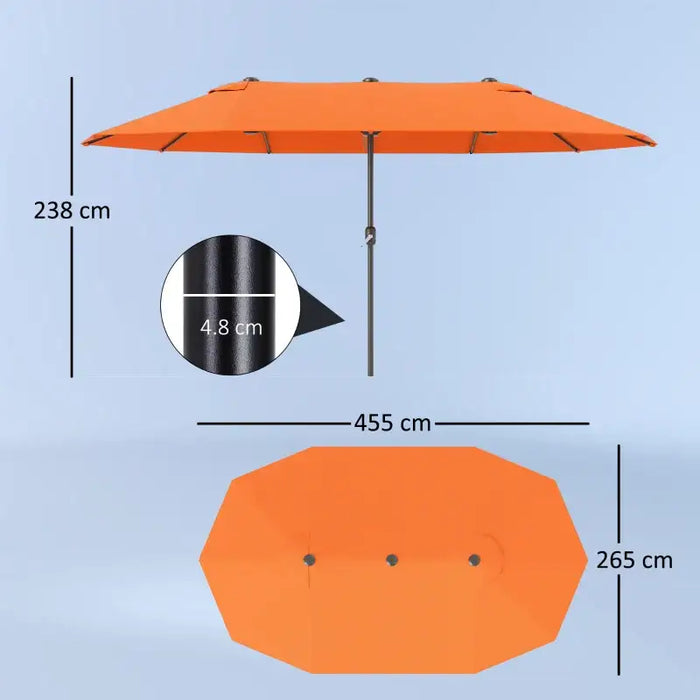 Orange Double Garden Parasol | 4.6m Wide Dual Canopy with Crank Handle OUTSUNNY - Little and Giant Explorers Outsunny