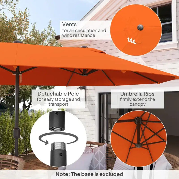 Orange Double Garden Parasol | 4.6m Wide Dual Canopy with Crank Handle OUTSUNNY - Little and Giant Explorers Outsunny