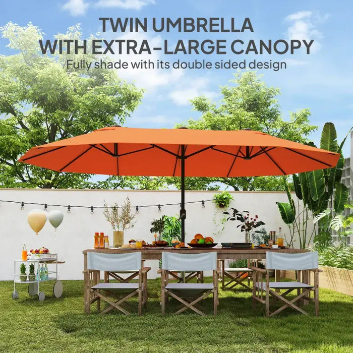 Orange Double Garden Parasol | 4.6m Wide Dual Canopy with Crank Handle OUTSUNNY - Little and Giant Explorers Outsunny