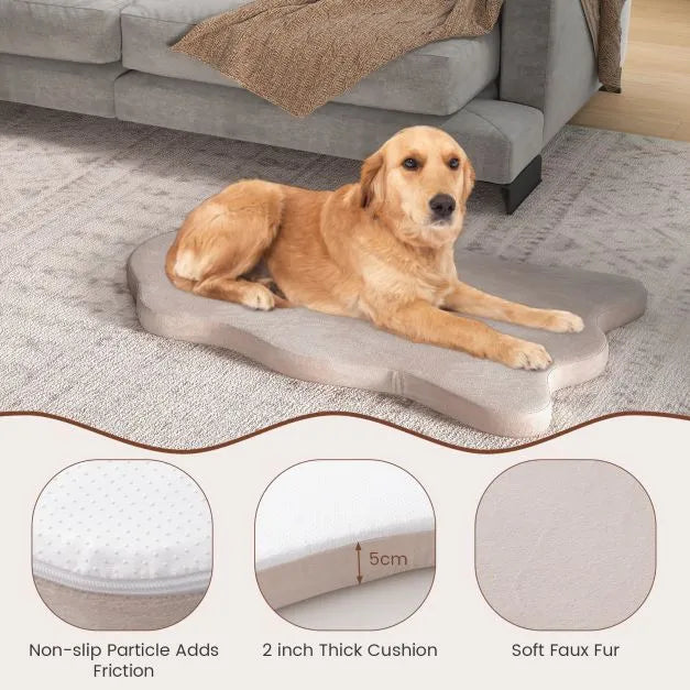 Orthopaedic Memory Foam Dog Bed – Beige | Waterproof Cover and Non-Slip Base COSTWAY - Little and Giant Explorers Costway