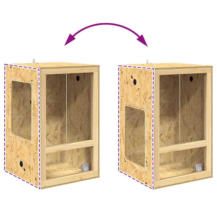 Wooden crates with a purple arrow indicating a transformation or movement between them on a white background.