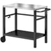 Outdoor BBQ Trolley Table – 102cm | Stainless Steel Top with Storage Hooks and Wheels OUTSUNNY - Little and Giant Explorers Outsunny