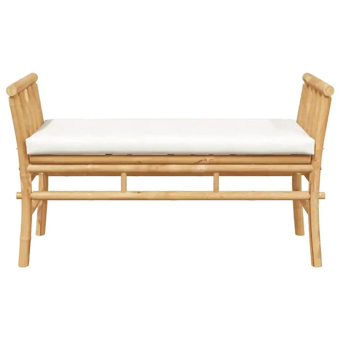 Outdoor Bench - Cream Solid Bamboo Wood | Minimalist Style and Removable Cushion | VIDAXL - Little and Giant Explorers vidaXL