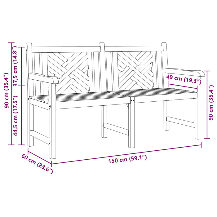 Outdoor Bench Solid Teak Wood | Ergonomic Design for Rustic Garden Relaxation - Little and Giant Explorers vidaXL