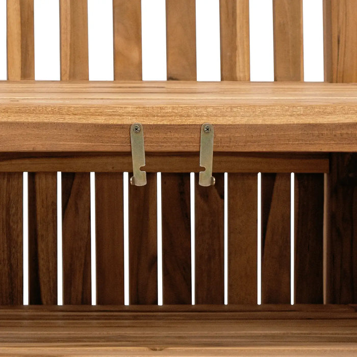 Outdoor Bench Solid Teak Wood | Secret Storage Design and Carved Armrests for Rustic Garden Charm - Little and Giant Explorers vidaXL