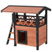 Cat House with Balcony and Stairs in Brown - Little and Giant Explorers PawHut