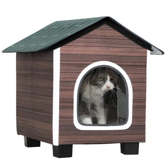 Outdoor Cat House | Weatherproof Shelter - Insulation, Cushion and Raised Base PAWHUT - Little and Giant Explorers PawHut