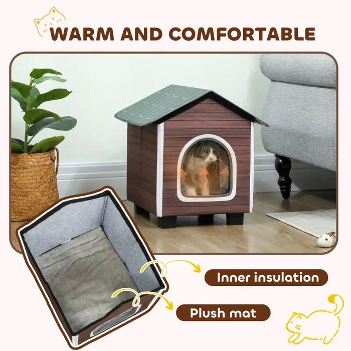 Outdoor Cat House | Weatherproof Shelter - Insulation, Cushion and Raised Base PAWHUT - Little and Giant Explorers PawHut