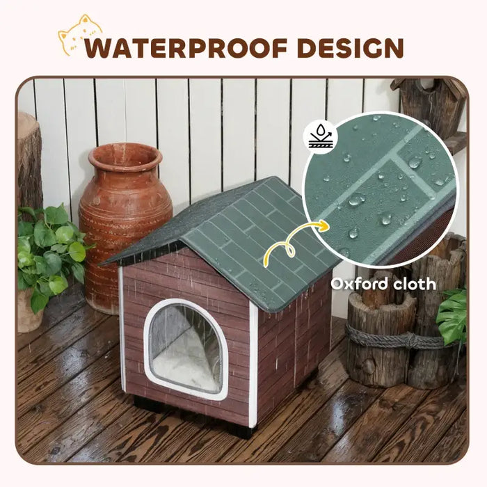 Outdoor Cat House | Weatherproof Shelter - Insulation, Cushion and Raised Base PAWHUT - Little and Giant Explorers PawHut