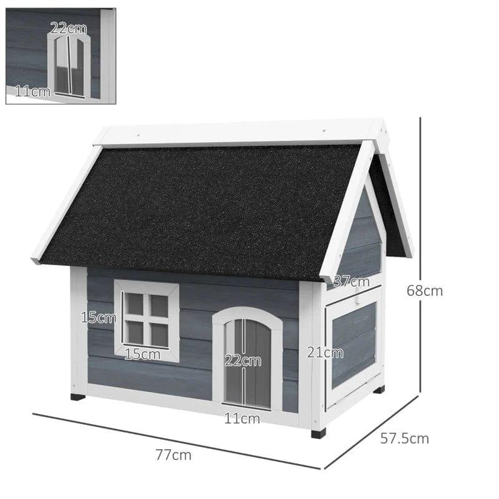 Outdoor Cat House with Openable Asphalt Roof and Three Doors in Grey (77 x 57.5 x 68cm) - Little and Giant Explorers PawHut