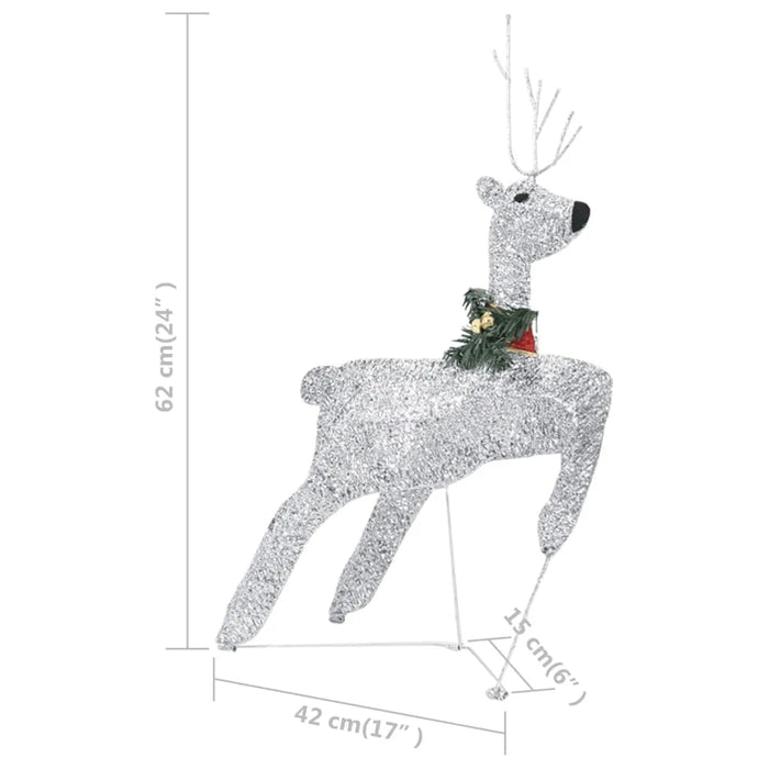 Outdoor Christmas Reindeer and Sleigh in Silver with 100 LEDs - Little and Giant Explorers vidaXL