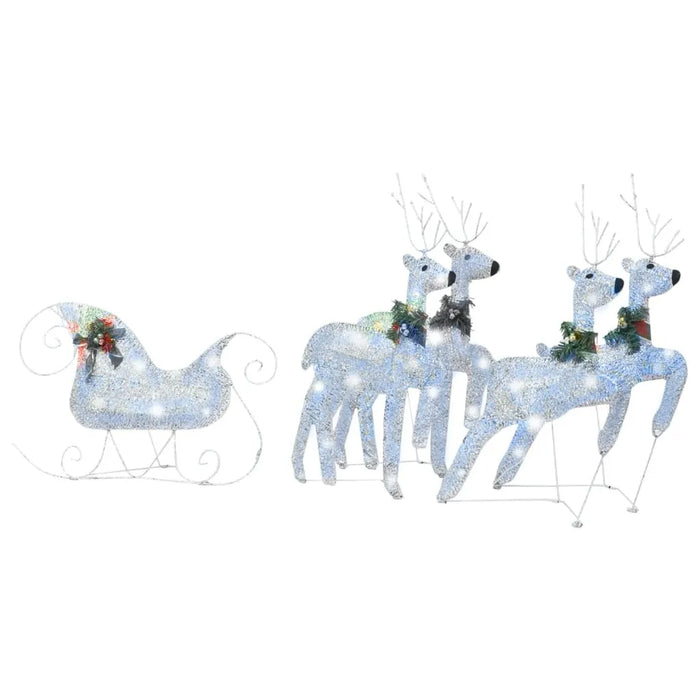 Outdoor Christmas Reindeer and Sleigh in Silver with 100 LEDs - Little and Giant Explorers vidaXL