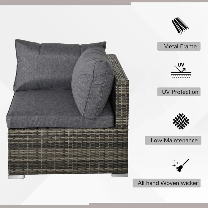 Outdoor Corner Sofa Dark Grey | Tempered Glass Coffee Table and Padded Cushions - Little and Giant Explorers Outsunny
