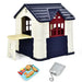 Outdoor Cottage Playhouse with Picnic Table and Food Toy Set in Blue - Little and Giant Explorers Costway
