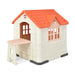 Outdoor Cottage Playhouse with Picnic Table and Food Toy Set in Orange - Little and Giant Explorers Costway