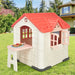Outdoor Cottage Playhouse with Picnic Table and Food Toy Set in Orange - Little and Giant Explorers Costway