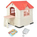 Outdoor Cottage Playhouse with Picnic Table and Food Toy Set in Orange - Little and Giant Explorers Costway