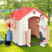 Outdoor Cottage Playhouse with Picnic Table and Food Toy Set in Orange - Little and Giant Explorers Costway