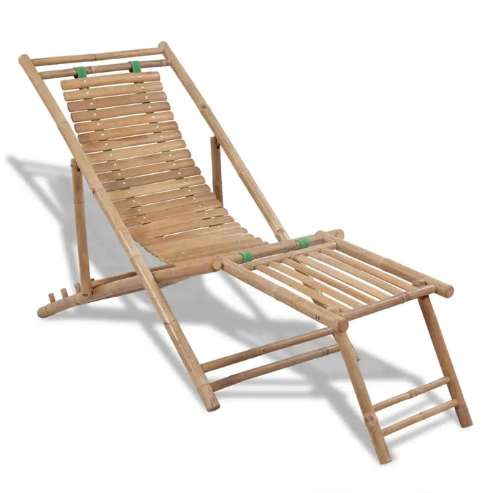 Outdoor Deck Chair with Footrest in Bamboo - Little and Giant Explorers vidaXL