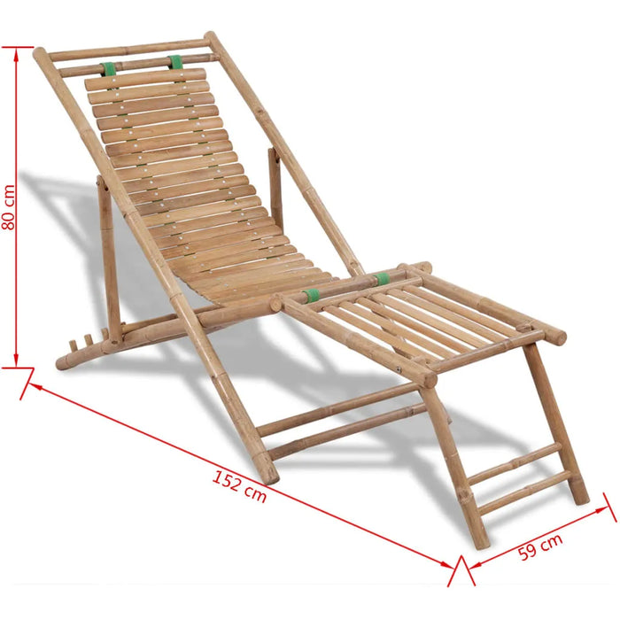 Outdoor Deck Chair with Footrest in Bamboo - Little and Giant Explorers vidaXL