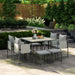 Nine-Piece Steel Frame Garden Dining Set in Grey - Little and Giant Explorers Outsunny