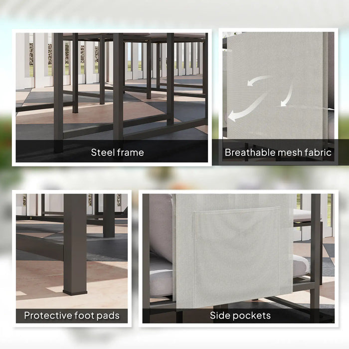 Nine-Piece Steel Frame Garden Dining Set in Grey - Little and Giant Explorers Outsunny