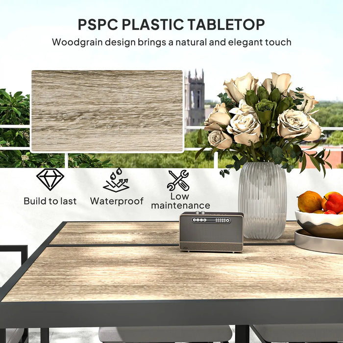 Nine-Piece Steel Frame Garden Dining Set in Grey - Little and Giant Explorers Outsunny