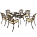 Seven-Piece Cast Aluminium Garden Dining Set in Bronze Tone - Little and Giant Explorers Outsunny