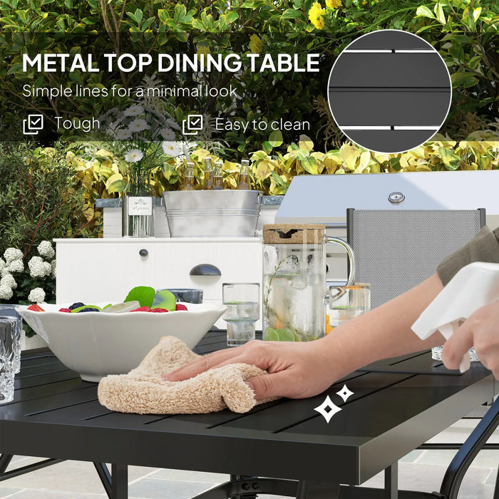 Seven-Piece Steel Outdoor Dining Set in Grey - Little and Giant Explorers Outsunny