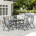 Seven-Piece Steel Outdoor Dining Set in Grey - Little and Giant Explorers Outsunny