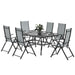 Seven-Piece Steel Outdoor Dining Set in Grey - Little and Giant Explorers Outsunny