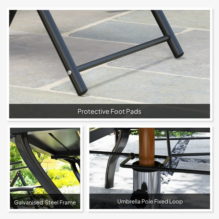 Seven-Piece Steel Outdoor Dining Set in Grey - Little and Giant Explorers Outsunny