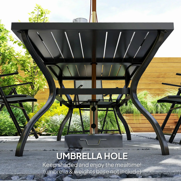 Seven-Piece Steel Outdoor Dining Set in Grey - Little and Giant Explorers Outsunny