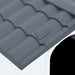 Grey ventilated roof of outdoor dog house kennel, close-up of durable plastic material