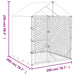 Outdoor dog kennel with roof, sidewalls, galvanized steel frame, and mesh panels, dimensions 250x200x200 cm