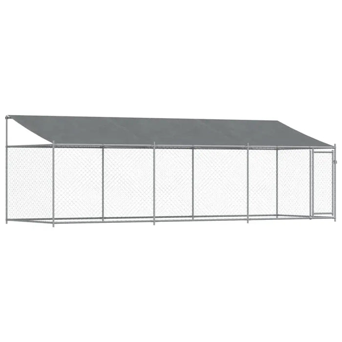 Galvanised Steel Dog Cage with Roof and Door in Grey (6 x 2 x 2m) - Little and Giant Explorers vidaXL