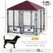 Outdoor Dog Kennel with Rotating Bowl Holders in Red (141 x 141 x 153cm) - Little and Giant Explorers PawHut