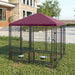 Outdoor Dog Kennel with Rotating Bowl Holders in Red (141 x 141 x 153cm) - Little and Giant Explorers PawHut