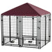 Outdoor Dog Kennel with Rotating Bowl Holders in Red (141 x 141 x 153cm) - Little and Giant Explorers PawHut