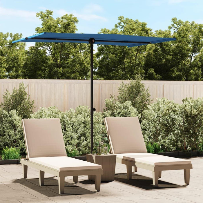 Outdoor Flat Top Parasol with Aluminium Pole in Azure Blue (2 x 1.5m) - Little and Giant Explorers vidaXL